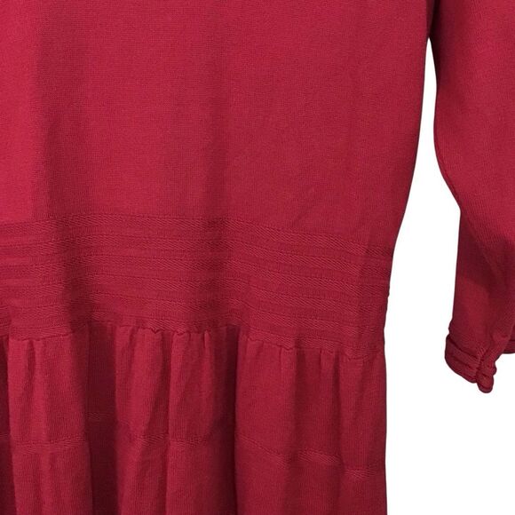 Sophie Max Ruby Red Sweater‎ Dress XL Cotton Blend Long Sleeve - Picture 3 of 11
